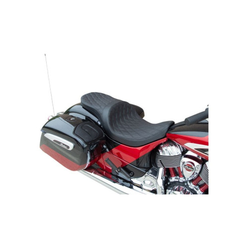 PartzBiz HD: 4417935-Drag Low Profile 2-Up Seat Black Diamond Stitch Solar Vinyl Indian Touring 14-20