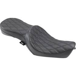 PartzBiz HD DS08040605 - Drag Low-Profile Touring Double Diamond Stitch สีดำ Seat 4 Harley 10-22 XL Models | 0