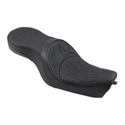 PartzBiz HD DS08040260 - Drag Low-Profile Touring Flame Stitch Black Seat 4 Harley 06-22 XL Models | 0