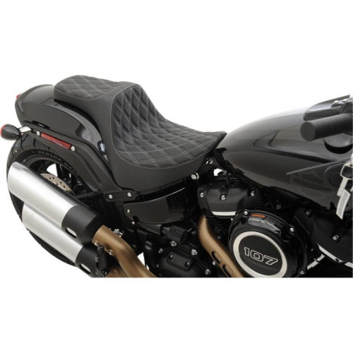 PartzBiz HD: 4417833-Drag Specialties Predator III Double Diamond Silver Thread Stitch 2-Up Two-Up Motorcycle Seat 18-23 Harley Davidson Softail Fat Bob FXFB 0802-1073 08021073