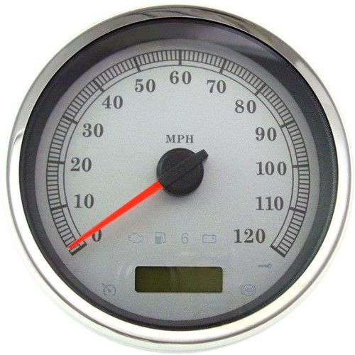 PartzBiz HD: 4417608-Drag Specialties 2210-0463 สีขาว 5” Electronic Speedometer Gauge 04-13 Harley-Davidson XL Softail Dyna โปรแกรมเปลี่ยนมาตรวัดความเร็ววัดระยะทาง
