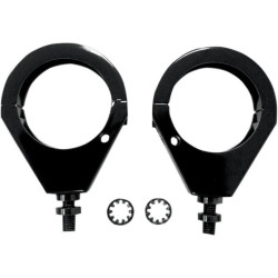 PartzBiz HD DS20401127 - Drag Specialties Black 49MM Front Fork Tubes Turn Signal Clamps Mounts Harley Davidson Dyna Touring Indicator Relocation Brackets