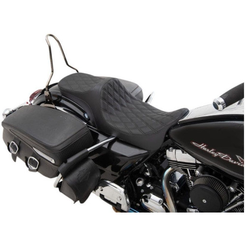 PartzBiz HD: 4417518-Drag Specialties Black Predator III 2-Up Seat Double Diamond Harley Touring 08-23