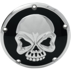 PartzBiz HD DS11070327 - Drag Specialties Black /w Chrome Skull Cast Derby Cover Harley Twin Cam 99-16 | 1107-0327 PartzBiz HD DS11070327 - Drag Specialties Black /w Chrome Skull Cast Derby Cover Harley Twin Cam 99-16 | 1107-0327