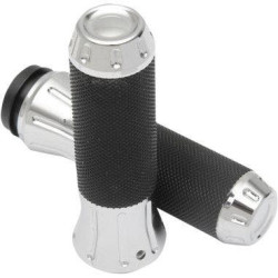 PartzBiz HD DS06301611 - Drag Specialties Rubber-Covered Chrome Hand Grips for Harley Cable Throttle | 0630-1611 PartzBiz HD DS06301611 - Drag Specialties Rubber-Covered Chrome Hand Grips for Harley Cable Throttle | 0630-1611