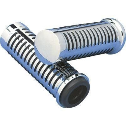 PartzBiz HD: 4417433-Drag Specialties Chrome O-Ring Design Hand Grips for Harley Cable Throttle | DS-243186