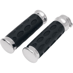 PartzBiz HD DS06300372 - Drag Specialties Chrome Rubber Hand Grips for Harley Cable Throttle | 0630-0372 PartzBiz HD DS06300372 - Drag Specialties Chrome Rubber Hand Grips for Harley Cable Throttle | 0630-0372