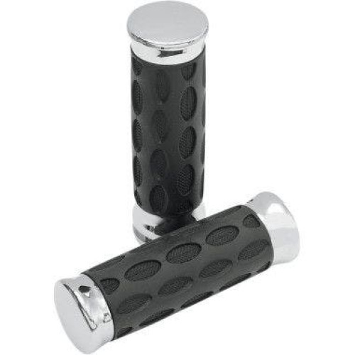 PartzBiz HD: 4417357-Drag Specialties Chrome Rubber Hand Grips for Harley Throttle by Wire | 0630-0739