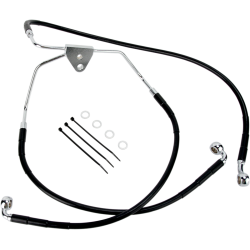 PartzBiz HD DS17412520 - Drag Specialties สายเบรกสแตนเลสไวนิลสีดำด้านหน้าสำหรับ Harley 94-07 FLHR / FLTR - ความยาวสต็อก