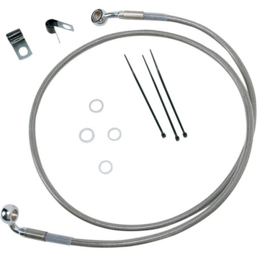 PartzBiz HD: 4417249-Drag Front Extended +4 Stainless Steel Brake Line for Harley 99-07 FXST | 1741-2655 PartzBiz HD: 4417249-Drag Front Extended +4 Stainless Steel Brake Line for Harley 99-07 FXST | 1741-2655