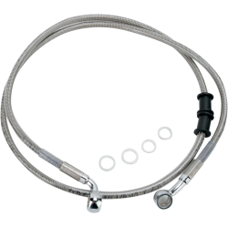 PartzBiz HD DS12042749 - Drag Specialties สายเบรกสแตนเลสด้านหน้าสำหรับ Harley 95-06 FX Springer Softail - ความยาวสต็อก