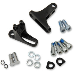 PartzBiz HD DS16210785 - Drag Specialties Gloss Black Short Passenger Footpeg Mount Kits for Harley 93-17 | 1621-0785