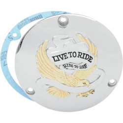 PartzBiz HD DS11070156 - Drag Specialties Gold 3 Hole Live to Ride Derby Cover Harley Big Twin 70-98 | 1107-0156
