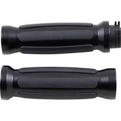 PartzBiz HD DS06302687 - Drag Specialties Textured Black Rubber Grips Chrome Ends Harley Cable Throttle | DS-243105 PartzBiz HD DS06302687 - Drag Specialties Textured Black Rubber Grips Chrome Ends Harley Cable Throttle | DS-243105