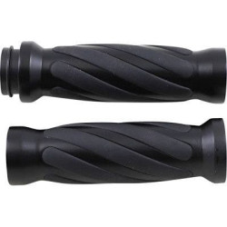 PartzBiz HD DS06302690 - Drag Specialties Textured Black Rubber Grips Chrome Ends Harley Cable Throttle | DS-243105 PartzBiz HD DS06302690 - Drag Specialties Textured Black Rubber Grips Chrome Ends Harley Cable Throttle | DS-243105