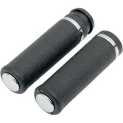 PartzBiz HD DSDS243112 - Drag Specialties Rubber Grips Chrome Rings and End Caps Harley Cable Throttle | DS243112 PartzBiz HD DSDS243112 - Drag Specialties Rubber Grips Chrome Rings and End Caps Harley Cable Throttle | DS243112