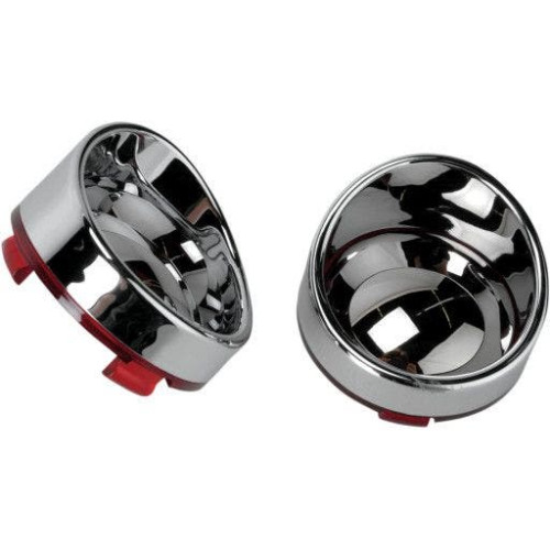 PartzBiz HD: 4417005-Drag Specialties ฝาครอบสไตล์กระบังหน้าสีแดง/เลนส์กระจก Deuce Bullet Turn Signals - 2020-0401 PartzBiz HD: 4417005-Drag Specialties ฝาครอบสไตล์กระบังหน้าสีแดง/เลนส์กระจก Deuce Bullet Turn Signals - 2020-0401