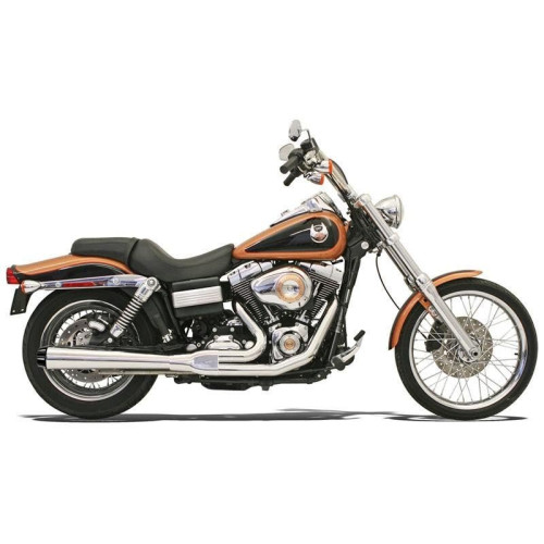 PartzBiz HD: 4416411-Bassani Chrome Road Rage 2 Into 1 Long Megaphone Exhaust Harley FXD 91-05 | 13311R