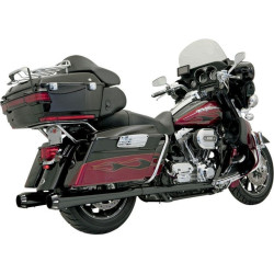 PartzBiz HD ds18001363 - Bassani Black +P Bagger Stepped True Duals Power Curve Headers 4" Mufflers Blk | 1F46RB