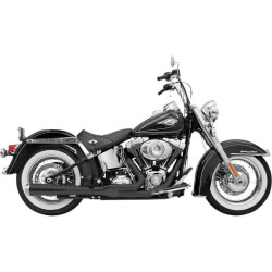PartzBiz HD DS18001155 - Bassani Black Road Rage 2 Into 1 Long Megaphone Exhaust Harley Softail 86-16 | 12121J