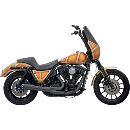 PartzBiz HD: 4416394-Bassani Black Road Rage 2 Into 1 Short Exhaust Harley FXR 84-00 w/ Pegs | 1FXR2B
