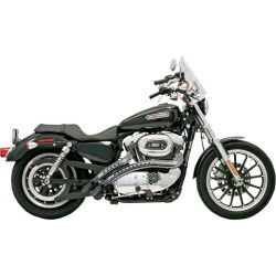 PartzBiz HD ds18001309 - Bassani Black Radial Sweeper 2:2 Exhaust w/Chrome Shields Harley Sportster 86-03 | XLF12