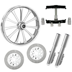 PartzBiz HD EXILE-DUAL-CHR-KIT-PCKG - Exile Chrome 23" Wheel Tire Dual Rotors w/ Raked Triple Trees Lowers & Sliders | EXILE-DUAL-CHR-KIT-PCKG PartzBiz HD EXILE-DUAL-CHR-KIT-PCKG - Exile Chrome 23" Wheel Tire Dual Rotors w/ Raked Triple Trees Lowers & Sliders | EXILE-DUAL-CHR-KIT-PCKG