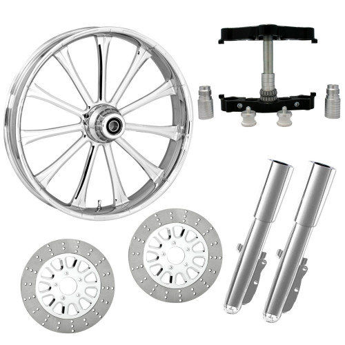 PartzBiz HD: 4416376-Exile Chrome 23" Wheel Tire Dual Rotors w/ Raked Triple Trees Lowers & Sliders | EXILE-DUAL-CHR-KIT-PCKG PartzBiz HD: 4416376-Exile Chrome 23" Wheel Tire Dual Rotors w/ Raked Triple Trees Lowers & Sliders | EXILE-DUAL-CHR-KIT-PCKG