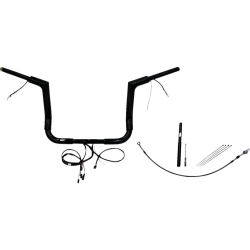 PartzBiz HD FBI-612012-B - FBI Black 12" Flat Top Plug n Play EZ 1-1/2" Handlebar Kit Harley 21-23 FLH/T | 612012-B