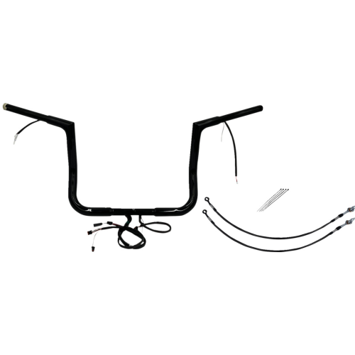 PartzBiz HD: 4416293-FBI Black 12" Flat Top Plug n Play EZ 1-1/4" Handlebar Kit Harley 16-20 FLH/T | 702212-B
