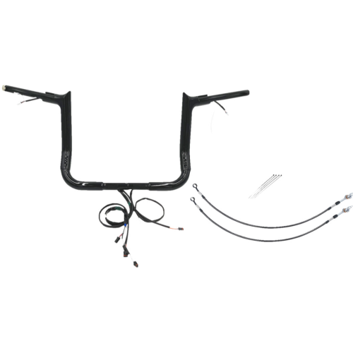 PartzBiz HD: 4416298-FBI Black 12" Pointed Top Plug n Play EZ 1-1/2" Handlebar Kit Harley 16-20 FLH/T | 802212-B PartzBiz HD: 4416298-FBI Black 12" Pointed Top Plug n Play EZ 1-1/2" Handlebar Kit Harley 16-20 FLH/T | 802212-B