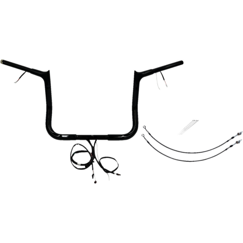 PartzBiz HD: 4416262-FBI Black 12" Pointed Top Plug n Play EZ 1-1/4" Handlebar Kit Harley 16-20 FLH/T | 902212-B