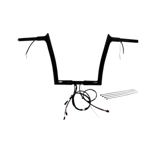 PartzBiz HD: 4416263-FBI Black 12" Pointed Top Plug n Play EZ 1-1/4" Handlebar Kit Harley 16-23 FLTRX/S | 902912-B PartzBiz HD: 4416263-FBI Black 12" Pointed Top Plug n Play EZ 1-1/4" Handlebar Kit Harley 16-23 FLTRX/S | 902912-B