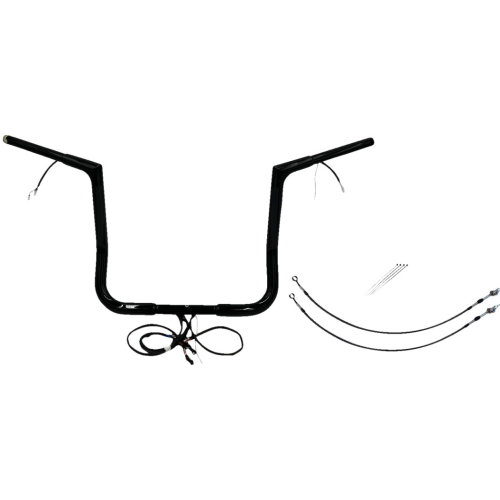 PartzBiz HD: 4416277-FBI Black 14" Flat Top Plug n Play EZ 1-1/4" Handlebar Kit Harley 14-15 FLH/T | 701214-B