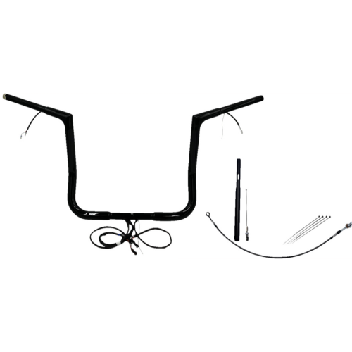 PartzBiz HD: 4416239-FBI Black 14" Flat Top Plug n Play EZ 1-1/4" Handlebar Kit Harley 21-23 FLH/T | 712014-B