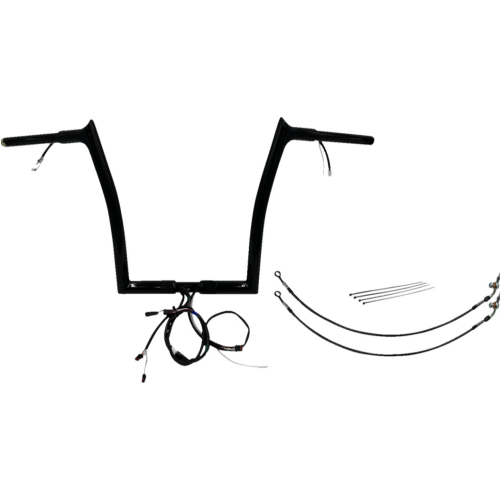 PartzBiz HD: 4416250-FBI Black 14" Pointed Top Plug n Play EZ 1-1/4" Handlebar Kit Harley 16-20 FLTRX/S | 902914-B PartzBiz HD: 4416250-FBI Black 14" Pointed Top Plug n Play EZ 1-1/4" Handlebar Kit Harley 16-20 FLTRX/S | 902914-B