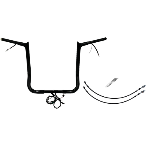 PartzBiz HD: 4416235-FBI Black 16" Pointed Top Plug n Play EZ 1-1/4" Handlebar Kit Harley 14-15 FLH/T | 901216-B PartzBiz HD: 4416235-FBI Black 16" Pointed Top Plug n Play EZ 1-1/4" Handlebar Kit Harley 14-15 FLH/T | 901216-B