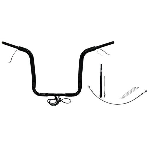 PartzBiz HD: 4416201-FBI Black 16" Round Top Plug n Play EZ 1-1/2" Handlebar Kit Harley 21-23 FLH Touring | 812416-B