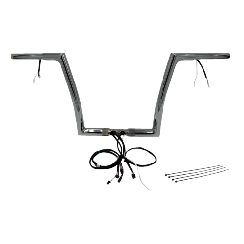 PartzBiz HD: 4416212-FBI Chrome 12" Flat Top Plug n Play EZ 1-1/4" Handlebar Kit Harley 15 FLTRX/S | 701912