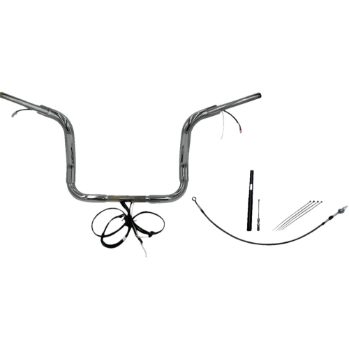 PartzBiz HD: 4416187-FBI Chrome 12" Round Top Plug n Play EZ 1-1/2" Handlebar Kit Harley 21-23 FLH Touring | 812412 PartzBiz HD: 4416187-FBI Chrome 12" Round Top Plug n Play EZ 1-1/2" Handlebar Kit Harley 21-23 FLH Touring | 812412