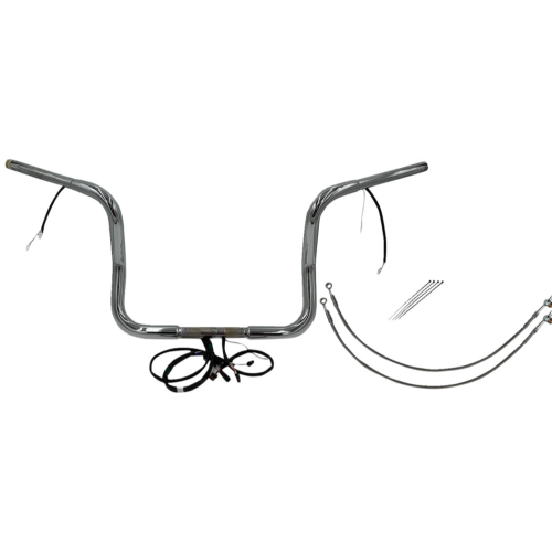 PartzBiz HD: 4416190-FBI Chrome 12" Round Top Plug n Play EZ 1-1/4" Handlebar Kit Harley 21-23 FLH/T | 912512 PartzBiz HD: 4416190-FBI Chrome 12" Round Top Plug n Play EZ 1-1/4" Handlebar Kit Harley 21-23 FLH/T | 912512
