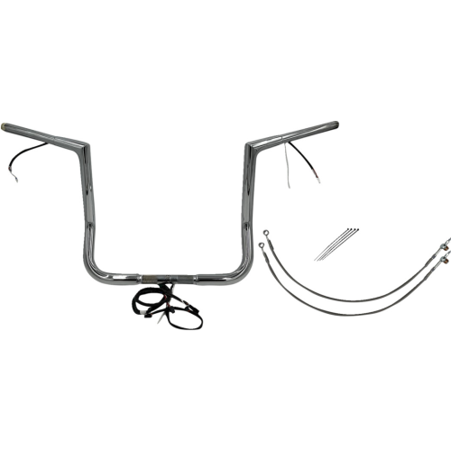 PartzBiz HD: 4416157-FBI Chrome 14" Flat Top Plug n Play EZ 1-1/4" Handlebar Kit Harley 16-20 FLH/T | 702214 PartzBiz HD: 4416157-FBI Chrome 14" Flat Top Plug n Play EZ 1-1/4" Handlebar Kit Harley 16-20 FLH/T | 702214