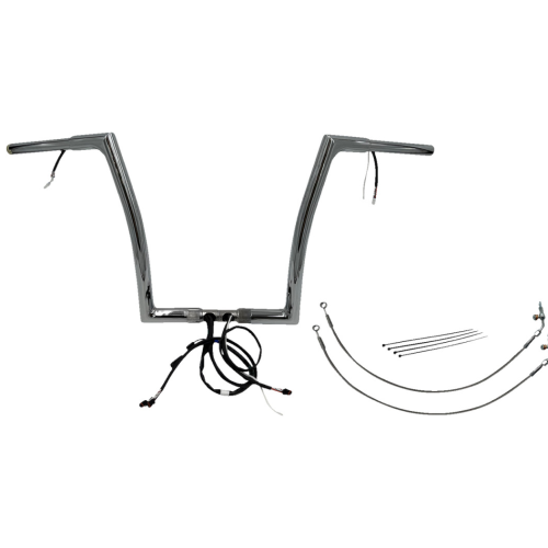 PartzBiz HD: 4416158-FBI Chrome 14" Flat Top Plug n Play EZ 1-1/4" Handlebar Kit Harley 16-20 FLTRX/S | 702914 PartzBiz HD: 4416158-FBI Chrome 14" Flat Top Plug n Play EZ 1-1/4" Handlebar Kit Harley 16-20 FLTRX/S | 702914