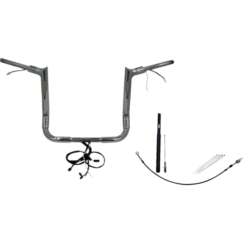 PartzBiz HD: 4416165-FBI Chrome 14" Pointed Top Plug n Play EZ 1-1/2" Handlebar Kit Harley 21-23 FLH/T | 812014