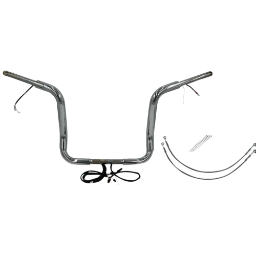 PartzBiz HD: 4416173-FBI Chrome 14" Round Top Plug n Play EZ 1-1/2" Handlebar Kit Harley 14-15 FLH Touring | 801514 PartzBiz HD: 4416173-FBI Chrome 14" Round Top Plug n Play EZ 1-1/2" Handlebar Kit Harley 14-15 FLH Touring | 801514