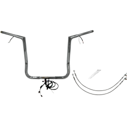 PartzBiz HD FBI-702216 - FBI Chrome 16 ” Flat Top Plug n Play EZ 1-1/4 ” ชุดแฮนด์บาร์ Harley 16-20 FLH/T | 702216