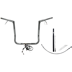 PartzBiz HD FBI-712016 - FBI Chrome 16 ” Flat Top Plug n Play EZ 1-1/4 ” ชุดแฮนด์บาร์ Harley 21-23 FLH/T | 712016