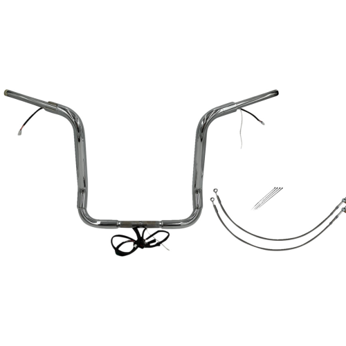 PartzBiz HD: 4416119-FBI Chrome 16" Round Top Plug n Play EZ 1-1/2" Handlebar Kit Harley 14-15 FLH Touring | 801516 PartzBiz HD: 4416119-FBI Chrome 16" Round Top Plug n Play EZ 1-1/2" Handlebar Kit Harley 14-15 FLH Touring | 801516