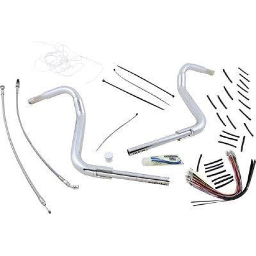 PartzBiz HD: 4416081-FBI Fat Baggers 1-1/2 Chrome 14” EZ ติดตั้งสายแฮนด์บาร์แบบโค้งมน PKG FLH 14-20 809514 0601-5295 06015295