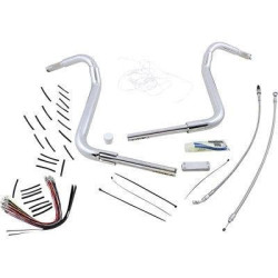 PartzBiz HD FBI-809416 - FBI Fat Baggers 1-1/2 Chrome 16” EZ ติดตั้งสายแฮนด์บาร์แบบโค้งมน PKG FLH 08-13 809416 0601-5291 06015291